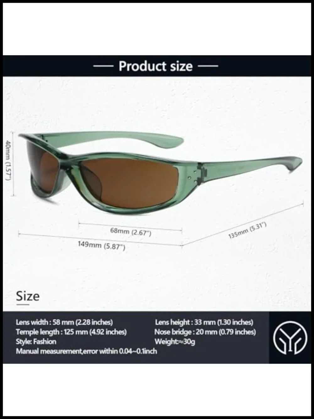 Y2K Wrap Around Sunglasses Oval Sport Shades UV400
